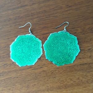 🌸 Teal Metallic 70s floral earrings